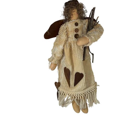 Handcrafted Primitive Angel Doll with Twigs Wings Rustic Home Decor - Picture 1 of 8